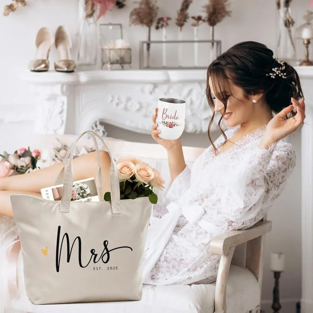 Bride tote bag Canvas 2025 Mrs. Bride Gift Wedding Engagement Bachelorette - Picture 3 of 9